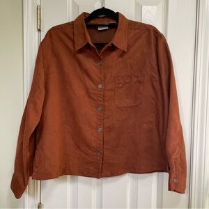 Chico’s Terracotta Brown faux suede boxy Shirt 2/L